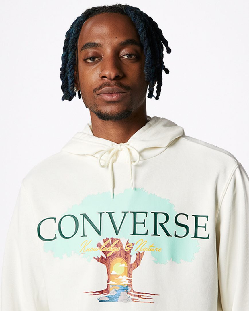 Pánské Mikiny S Kapucí Converse Tree of Life Pullover Béžový | CZ QVPI59